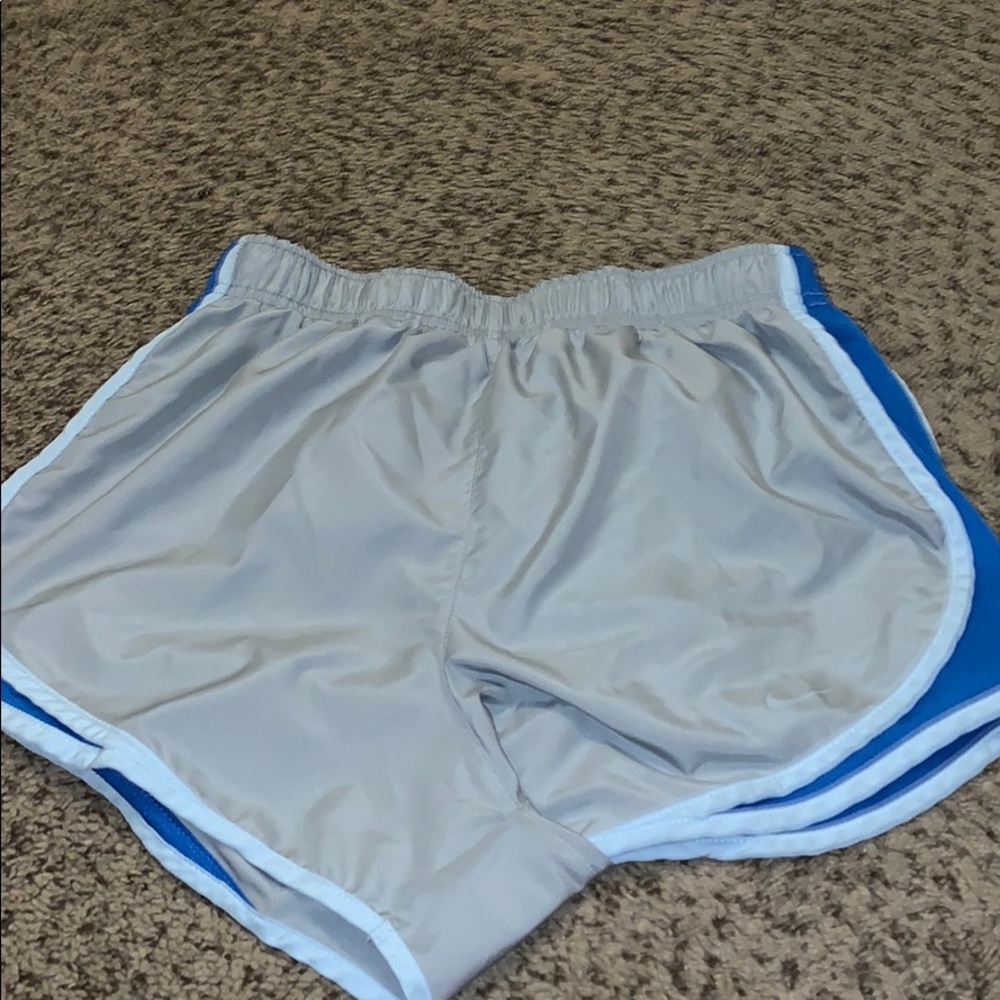 gray and blue nike shorts
